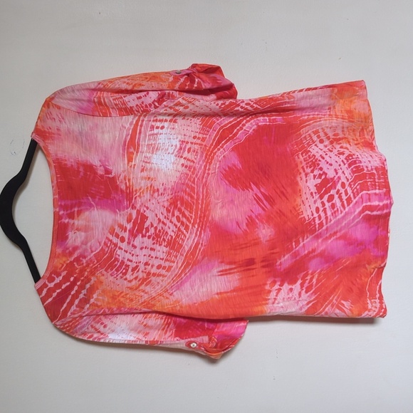 Chico's tie-dye roll-tab sleeve shirt elbow-length sleeves colorful Size 1 / S - Picture 2 of 4